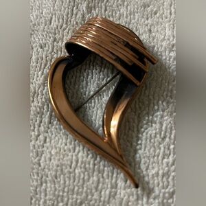Renoir Copper Jewelry Rare Heart Designed Brooch Vintage 1950s.